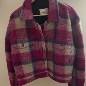 Wilfred Plaid Teddy Jacket - Pink and Blue